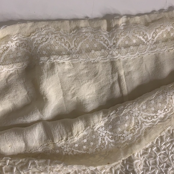 Vintage Bob Mackie Silk Beaded Geometric Long Sleeve Winter White Mini Dress 12 - Picture 13 of 14